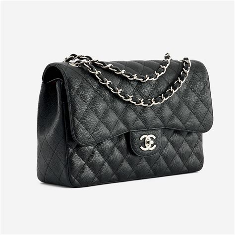 chanel timeless jumbo black leather handbag